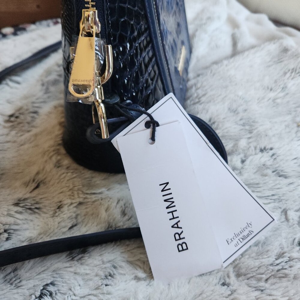 Brahmin Small Georgina - Kyanite Havisham Croc Leather Cross Body - Picture 3 of 11